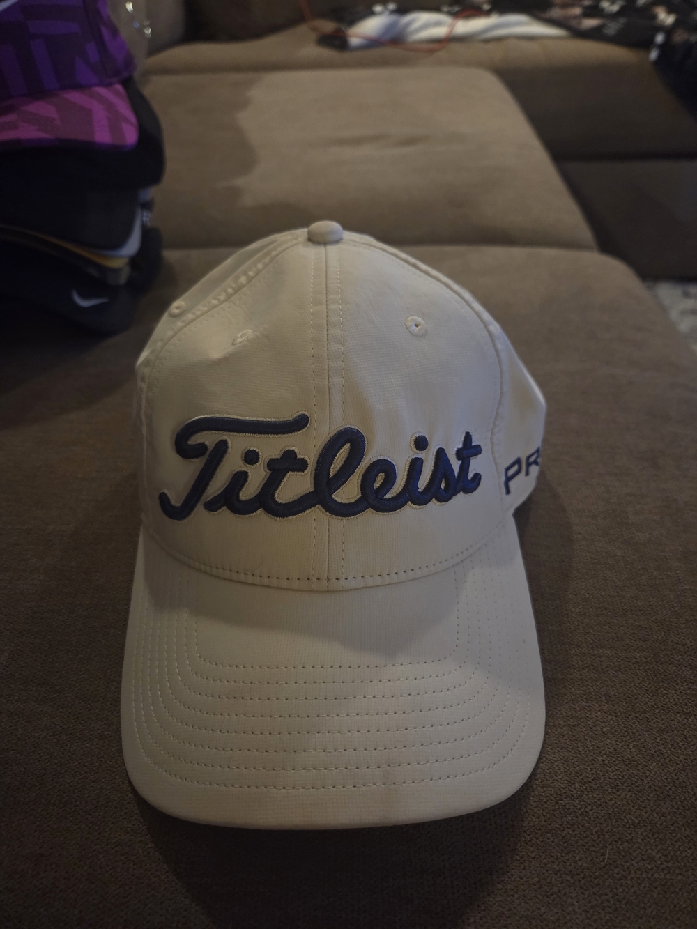 Titleist Ivory Golf Cap with Navy Script Logo